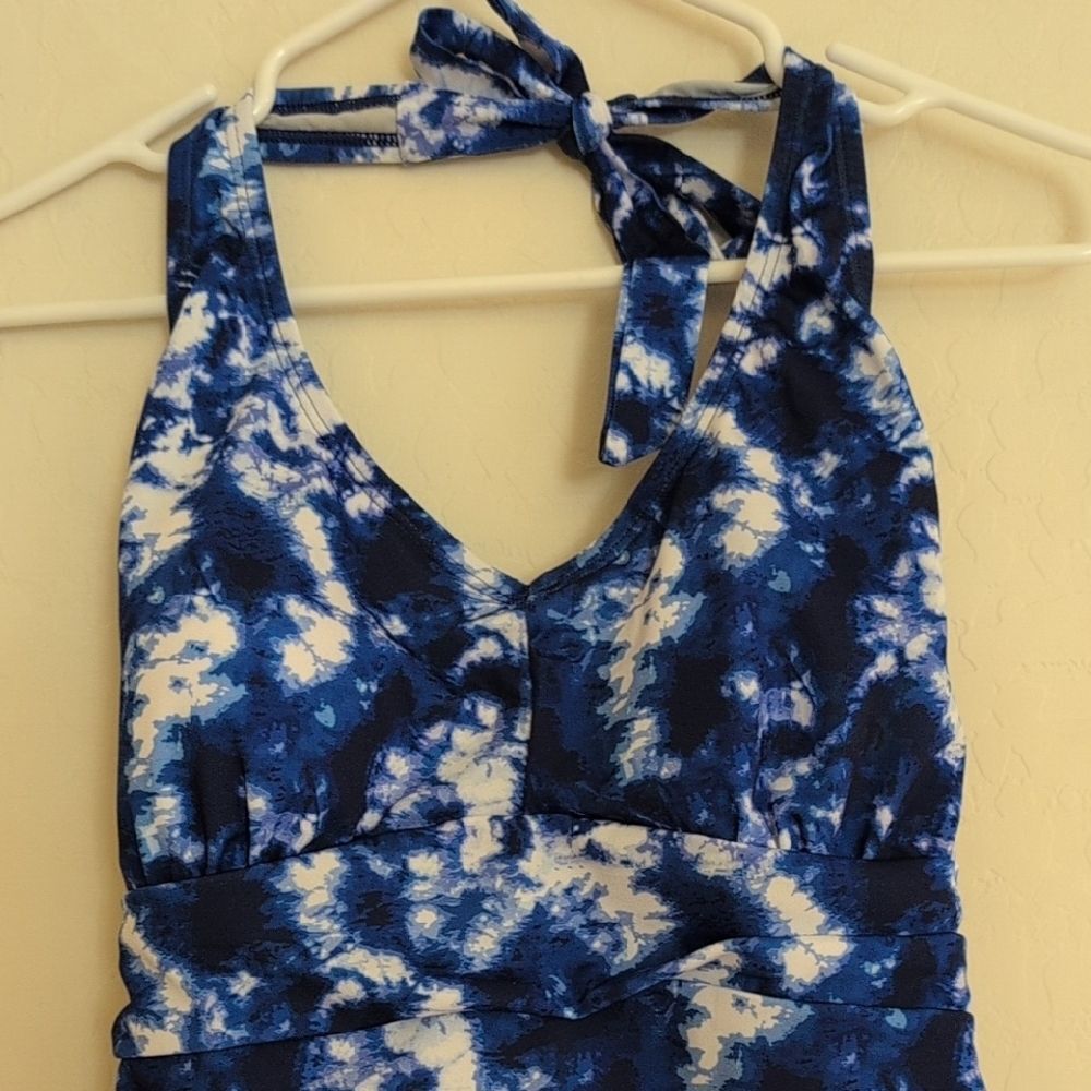 NWT Speedo Endurance Swimsuit One Piece Halter Moderate Cut Blue Water Color -12 - Picture 3 of 14